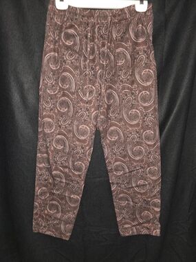Zara Brown Paisley Straight-Leg Pants